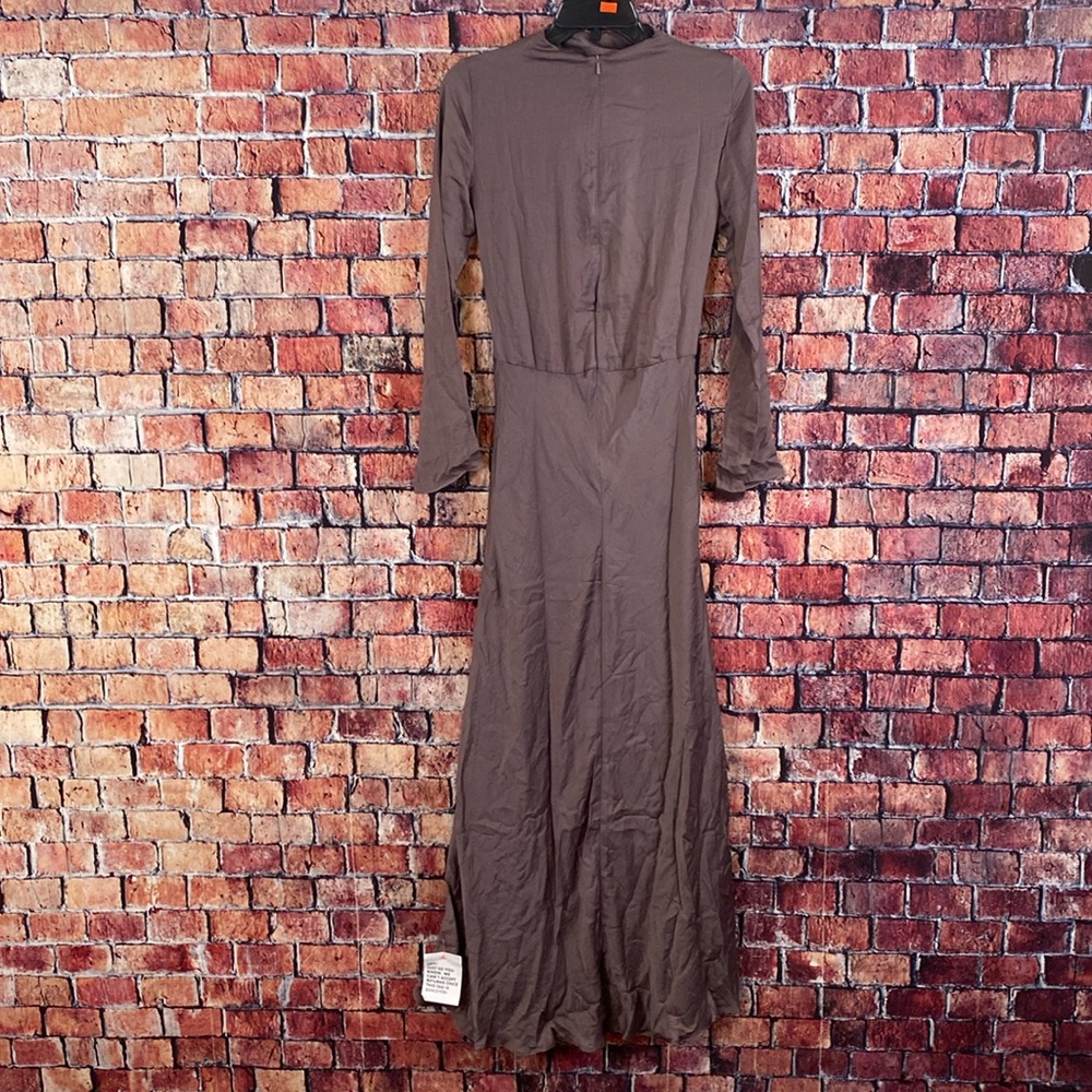 ASOS DESIGN high neck seam detail satin maxi dress in mauve